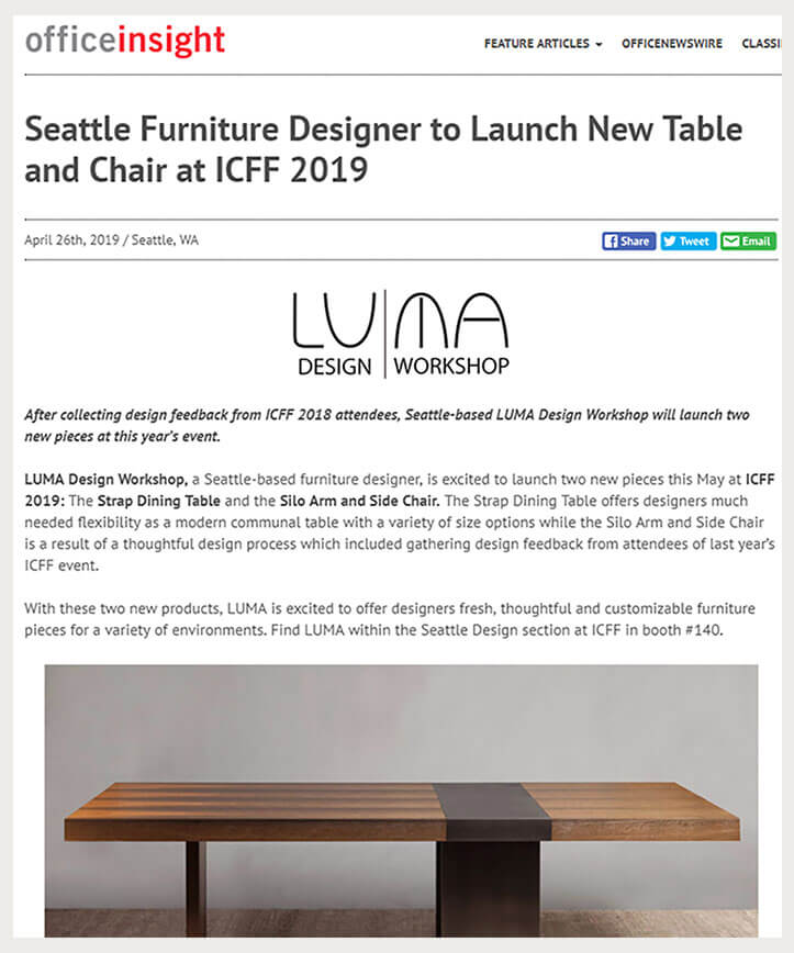 Luma Design Workshop in the Press: Office Insight